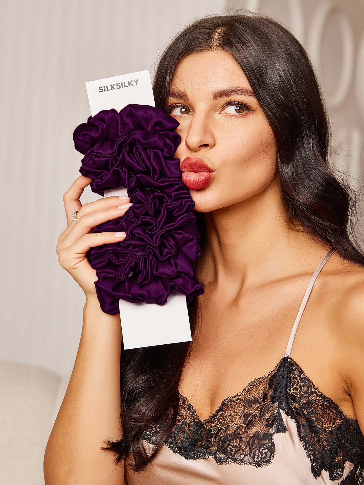 [Deep Purple] SilkSilky-CA 19Momme Pure Silk Scrunchie 001