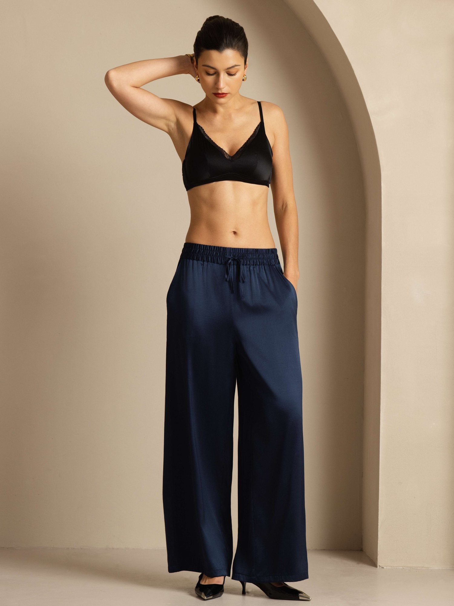 [DarkBlue] SilkSilky-CA 19Momme Silk Womens Pants 007