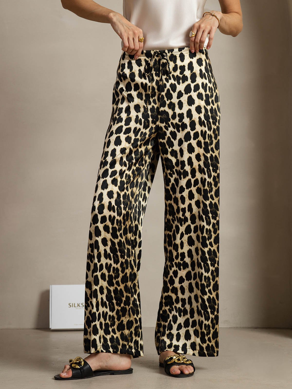 [Leopard] SilkSilky-CA 19Momme Silk Womens Pants 001