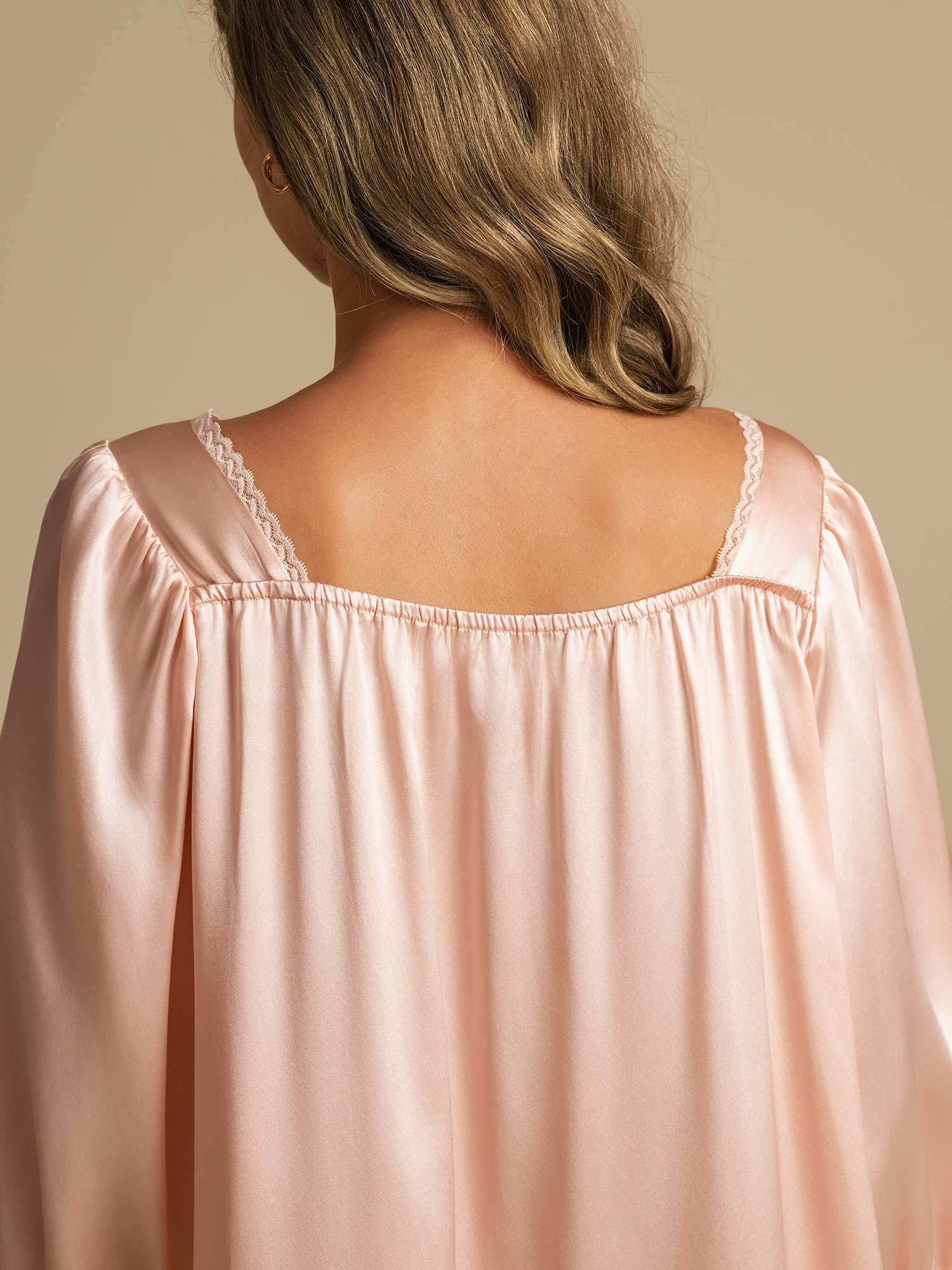 [LightPink] SilkSilky-CA Pure Silk Square Neck Nightgown 005