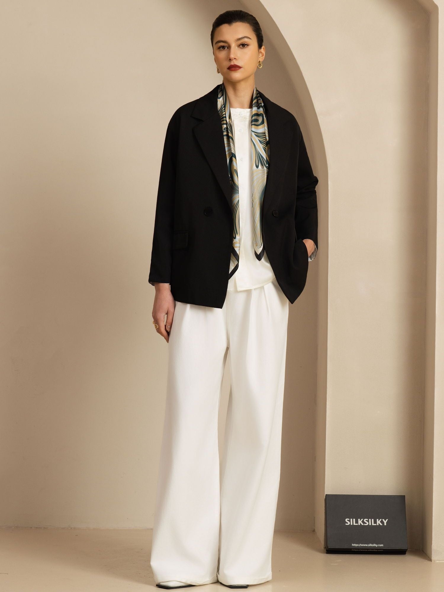 [P110] SilkSilky-CA Pure Silk Scarf 005