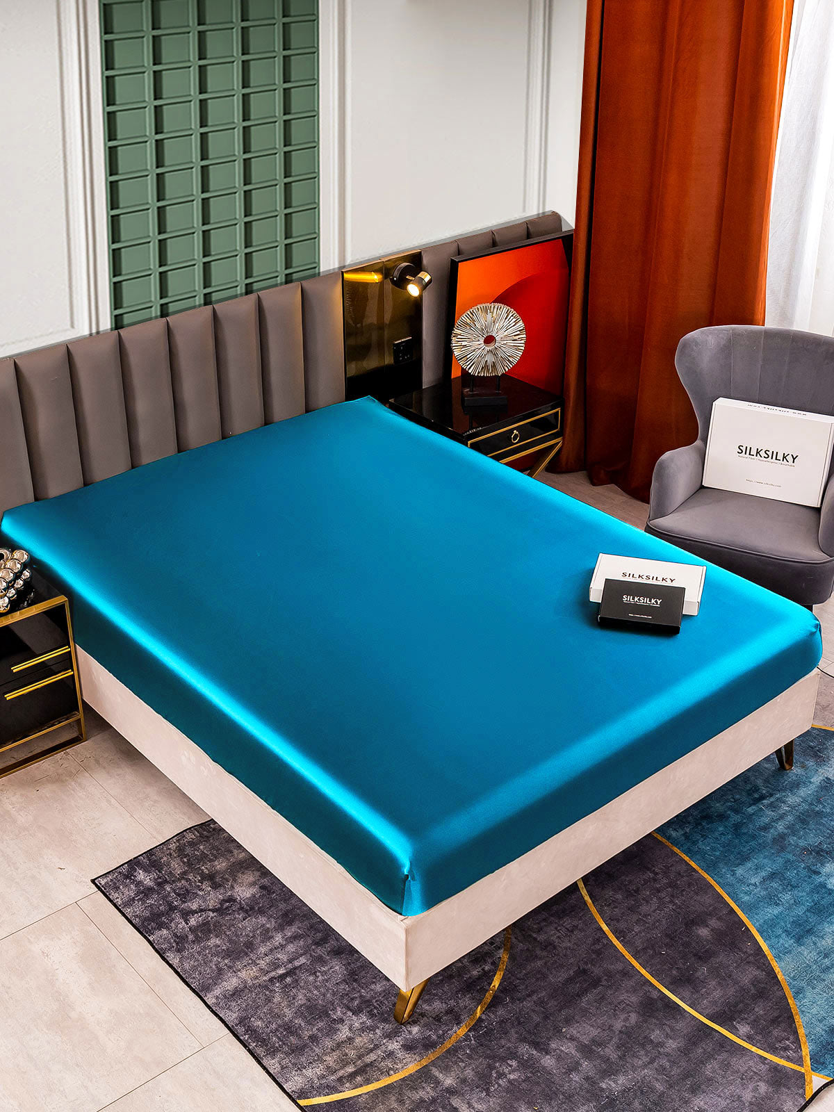 [Teal] SilkSilky-CA 25Momme Sheet 001