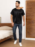 SilkSilky CA Pure Silk Short Sleeve Round Neck Men's T Shirt Black 003