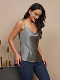 SilkSilky-CA Pure Silk Sleeveless V Neck Camisole DarkGray 005