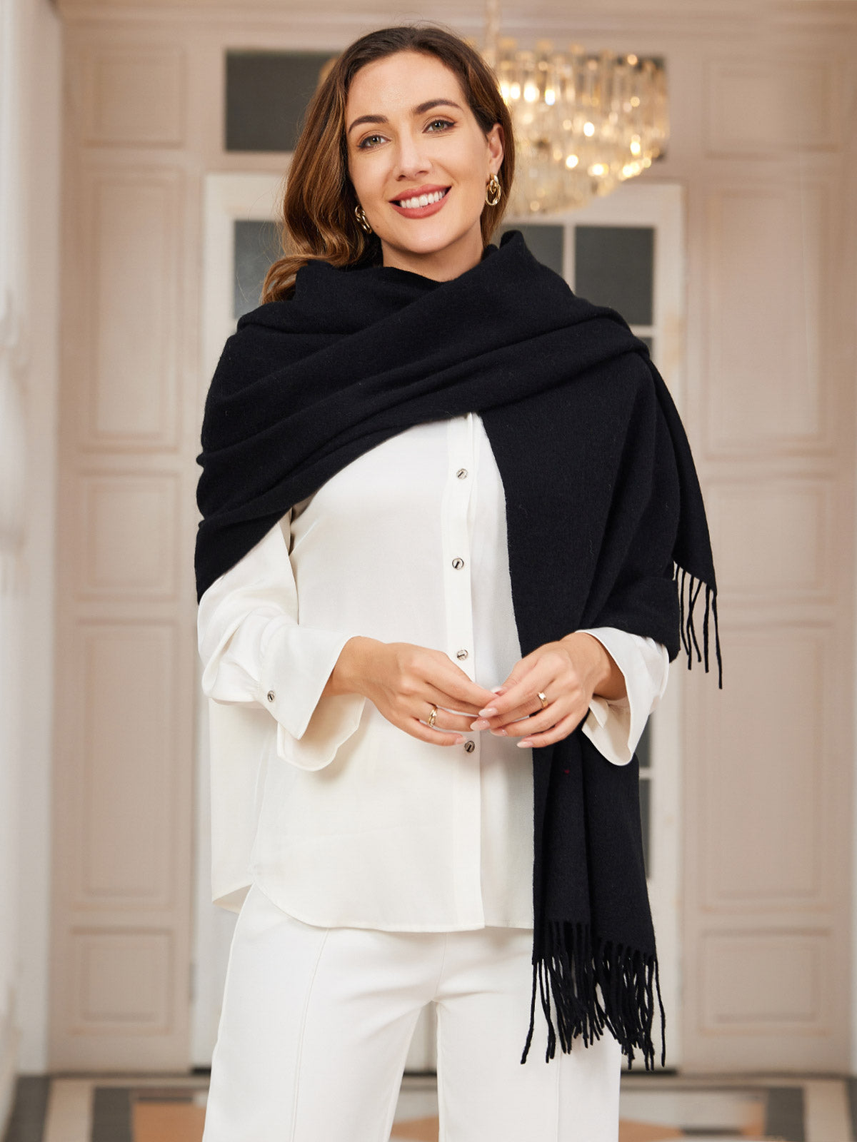 [Black] SilkSilky-CA Wool Scarf 003