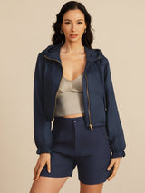 [DarkBlue] SilkSilky-CA 18Momme Silk Satin Surah Long Sleeve High Neck Women's Outerwear 006