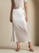 [Light Gray] SilkSilky-CA 19Momme Stretch Silk Charmeuse Skirt 006