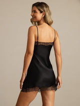 [Black] SilkSilky-CA Pure Silk Nightgown 002