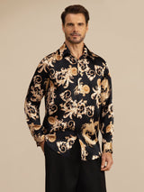 [Black Dragon] SilkSilky-CA Long Sleeve Lapel Collar Men's Shirt 001