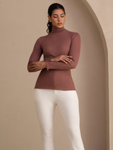 [Cameo Rose] SilkSilky-CA Long Sleeve Turtle Neck Women's T-Shirt 005