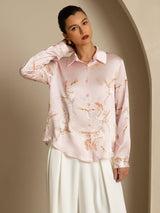 [Pink] SilkSilky-CA Long Sleeve Lapel Collar Women's Shirt 001