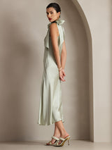 [Light Green] SilkSilky-CA Sleeveless Halter Dress 004