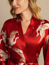 [Dark Red] SilkSilky-CA 3/4 Sleeve Women's Robe 004