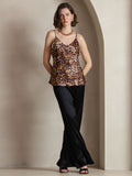 SilkSilky CA Pure Silk Sleeveless V Neck Camisole Leopard 003