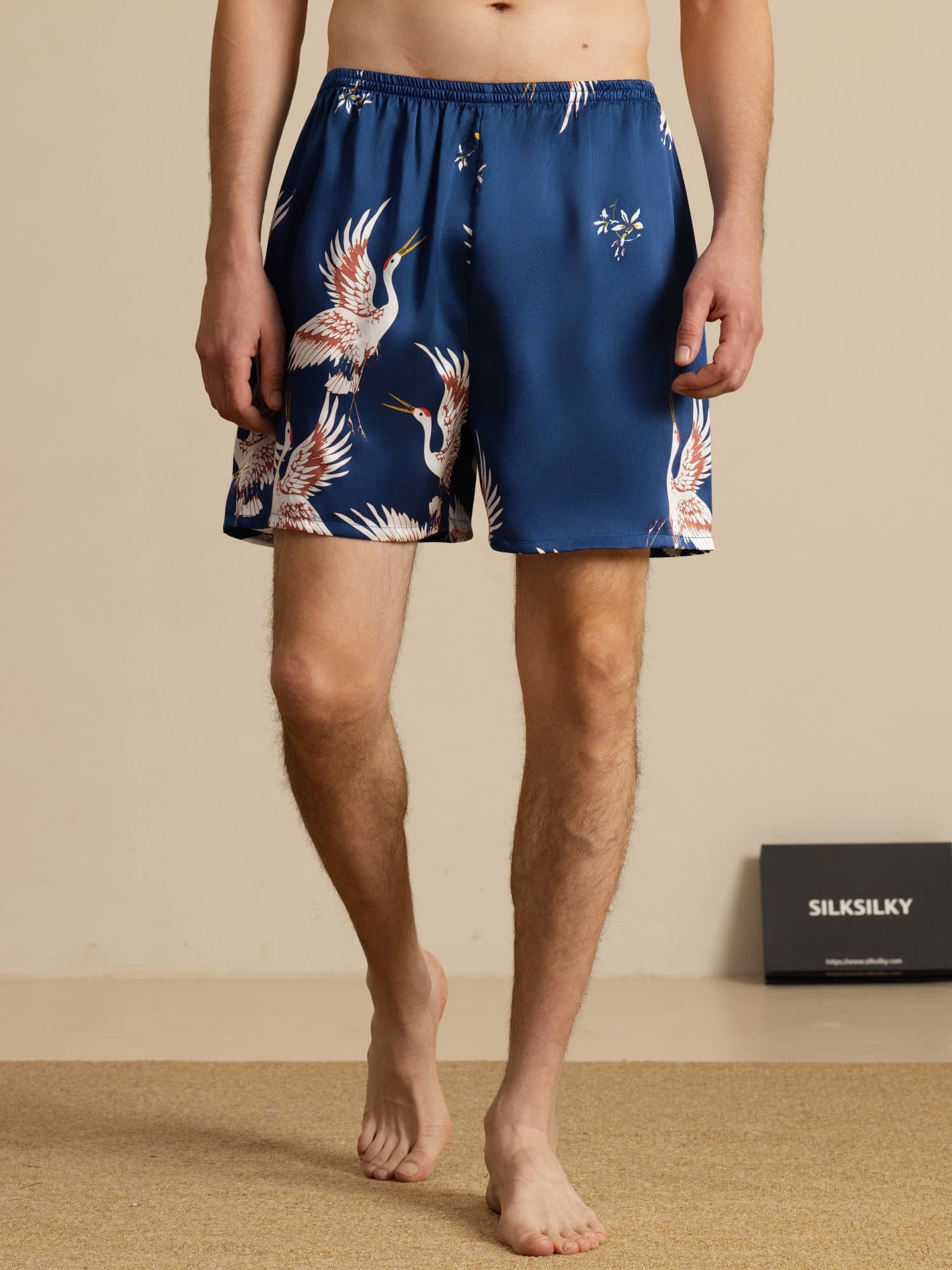 [Dark Blue] SilkSilky-CA 19Momme Mens Sleep Bottoms 003