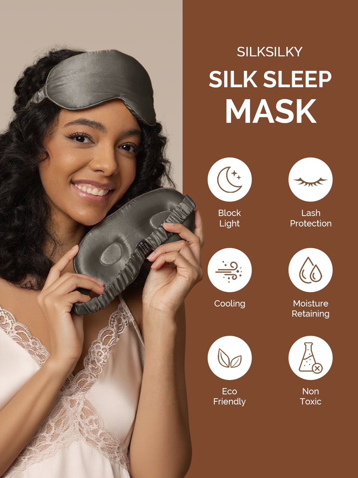 [DarkGray] SilkSilky-CA 22Momme Pure Silk Eye Mask 003