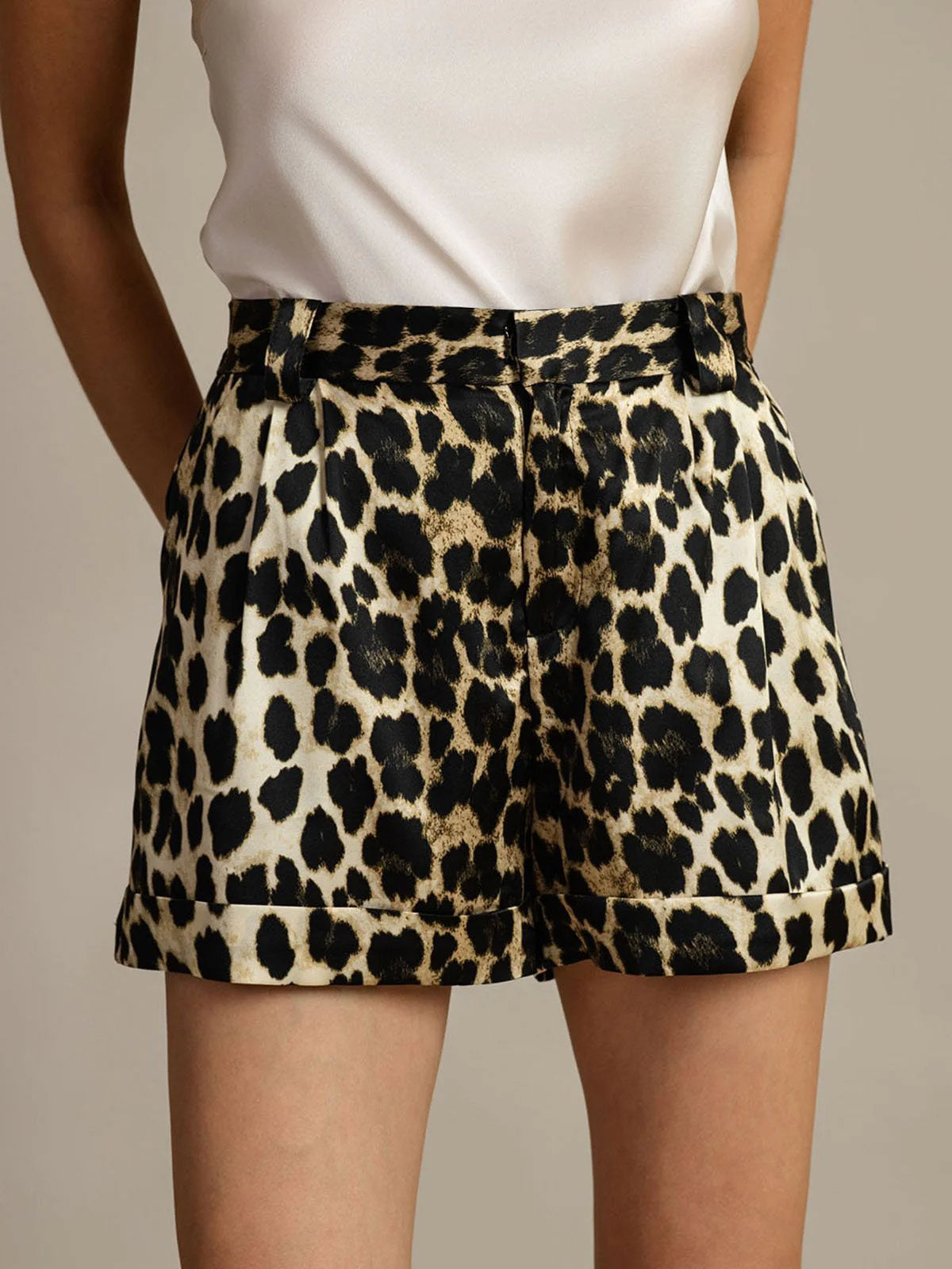 [Leopard] SilkSilky-CA 19Momme Silk Womens Shorts 002