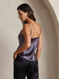 SilkSilky CA Pure Silk Sleeveless V Neck Camisole PurpleGray 002