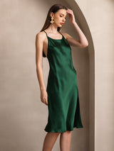 [Dark Green] SilkSilky-CA Spaghetti Strap Dress 003