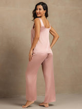 [Peach Skin] SilkSilky-CA 19Momme Machine-Washable Silk Sleeveless Scoop Neck Women's Pajamas 002