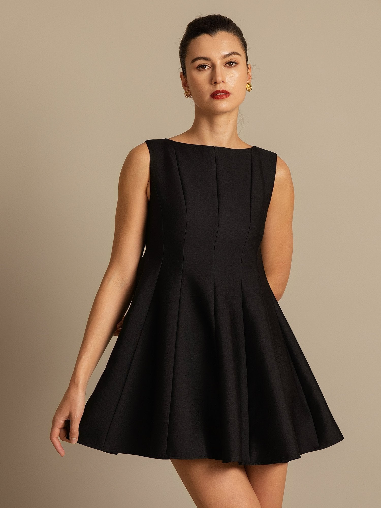 [Black] SilkSilky-CA 32Momme Silk-Wool Blend Dress 008,