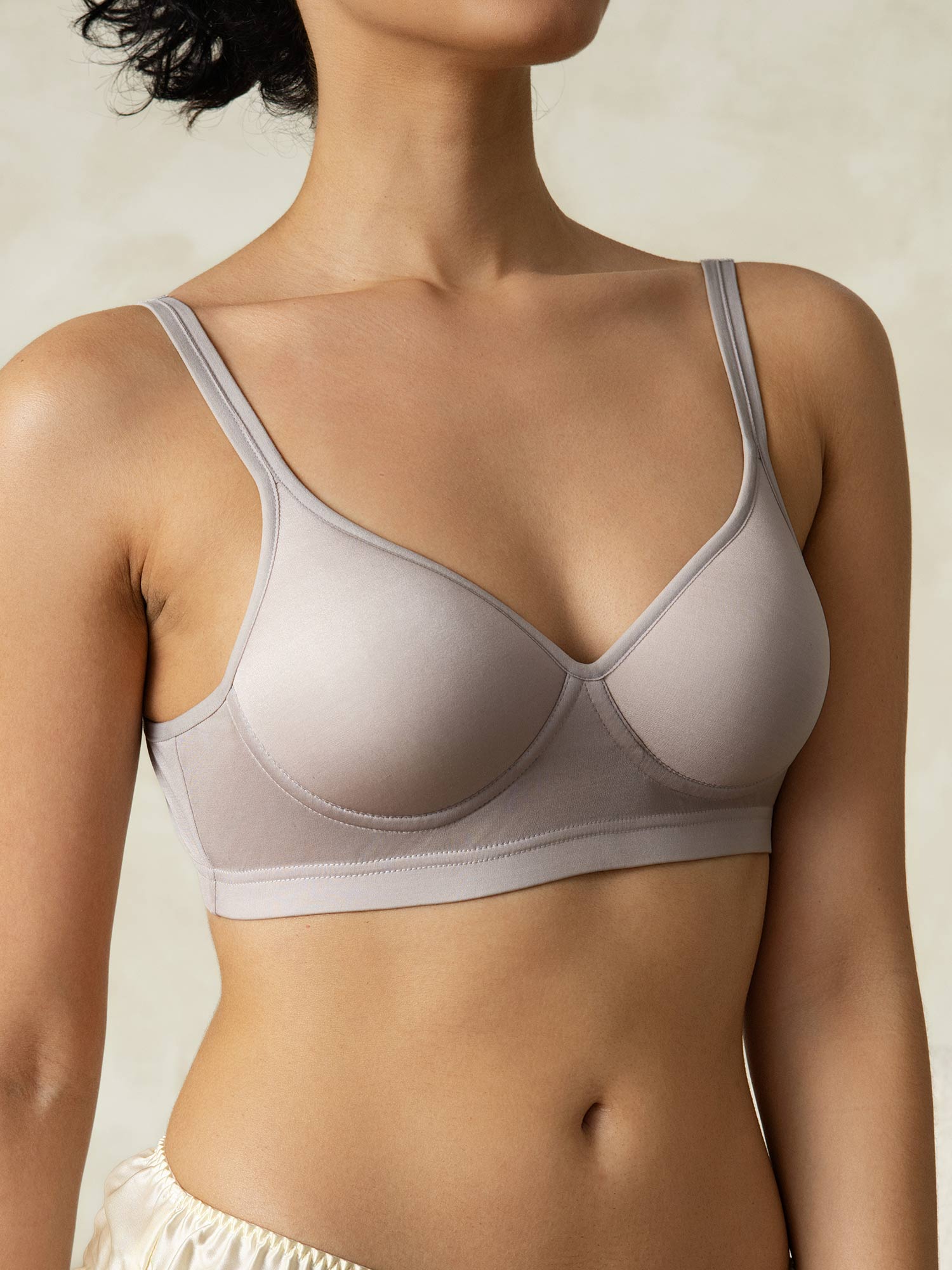 [Gray] SilkSilky-CA Silk Knitted Bra 002