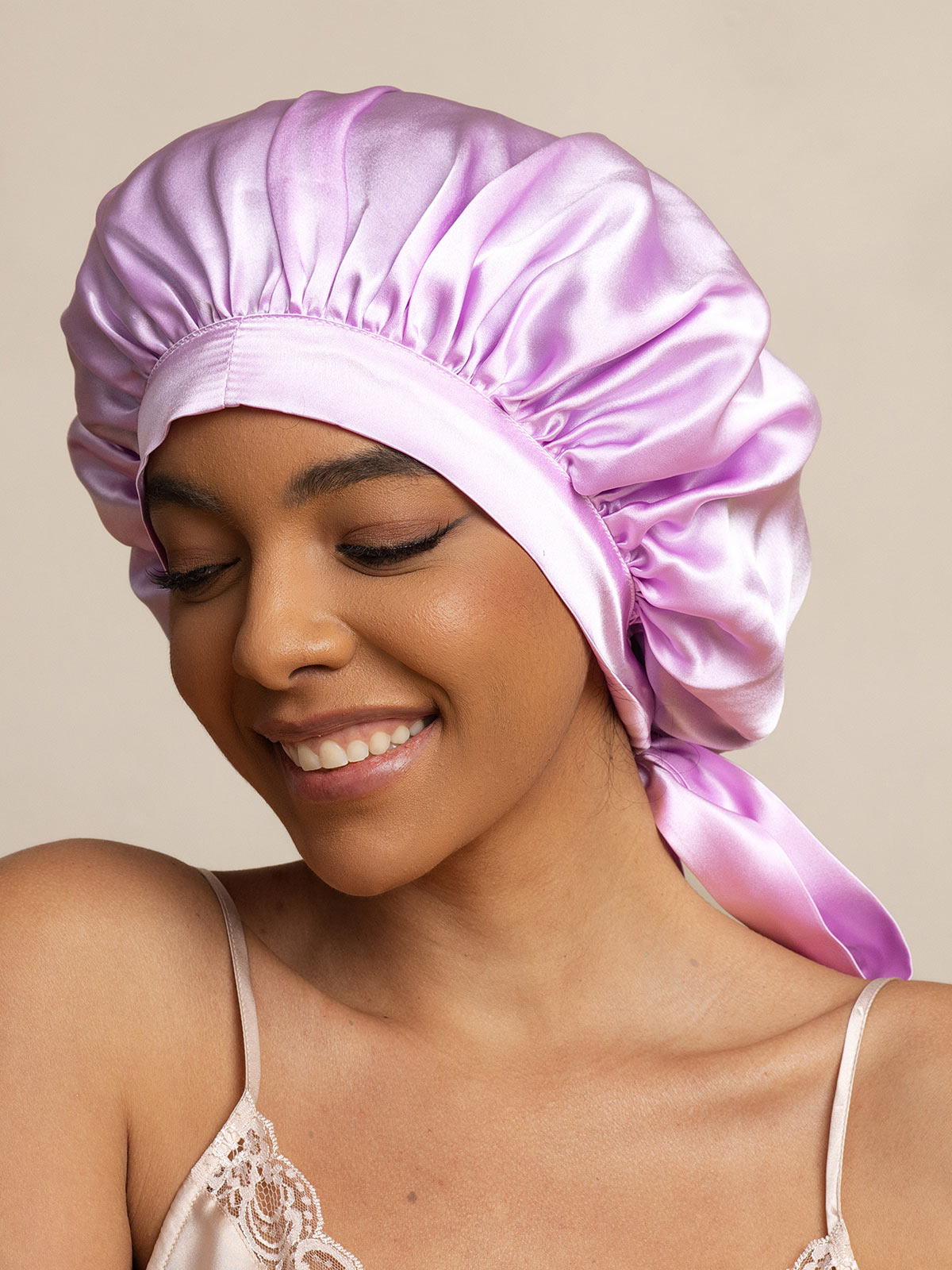 [Lavender] SilkSilky-CA Pure Silk Sleep Cap 002