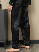 [Black] SilkSilky-CA Pure Silk Mens Sleep Bottoms 005,