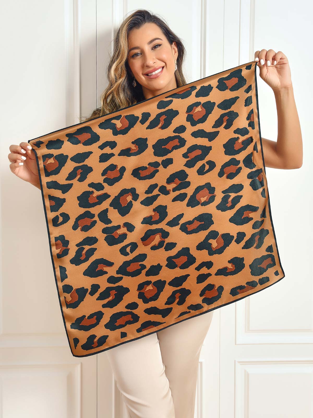 SilkSilky CA Pure Silk Scarf Leopard 001