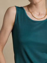 [Dark Green] SilkSilky-CA Sleeveless Round Neck Women's T-Shirt 004