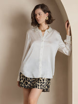 [White] SilkSilky-CA Long Sleeve Lapel Collar Women's Shirt 003
