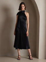 [Black] SilkSilky-CA Sleeveless Halter Dress 008