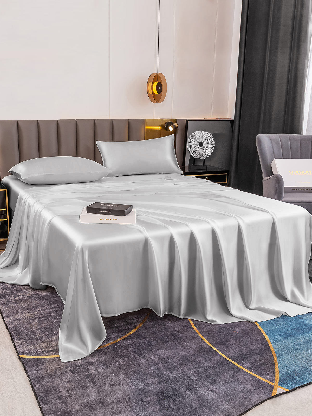 [Silver] SilkSilky-CA 19Momme Pure Silk Bedding Set 005