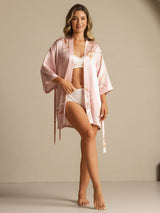 [Pink] SilkSilky-CA 3/4 Sleeve Women's Robe 006