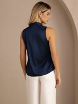 [Dark Blue] SilkSilky-CA Sleeveless Tie Neck Camisole 002