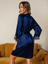 [Dark Blue] SilkSilky-CA 3/4 Sleeve Women's Robe 002