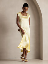[Light Yellow] SilkSilky-CA Cap Sleeve Dress 006