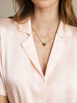 [Pink] SilkSilky-CA 19Momme Silk Notched Neck Women's Shirt 004