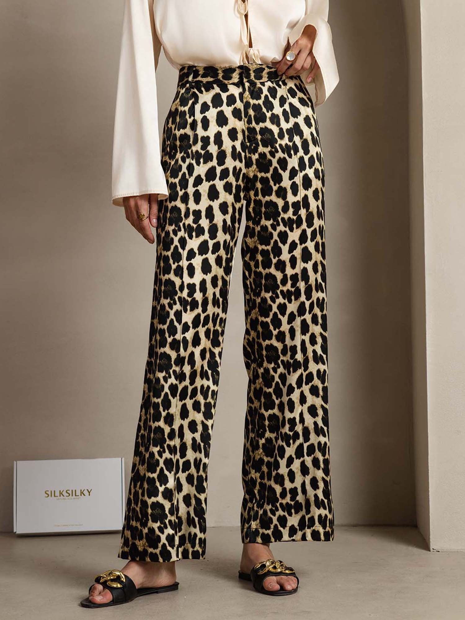 [Leopard] SilkSilky-CA 19Momme Silk Womens Pants 001