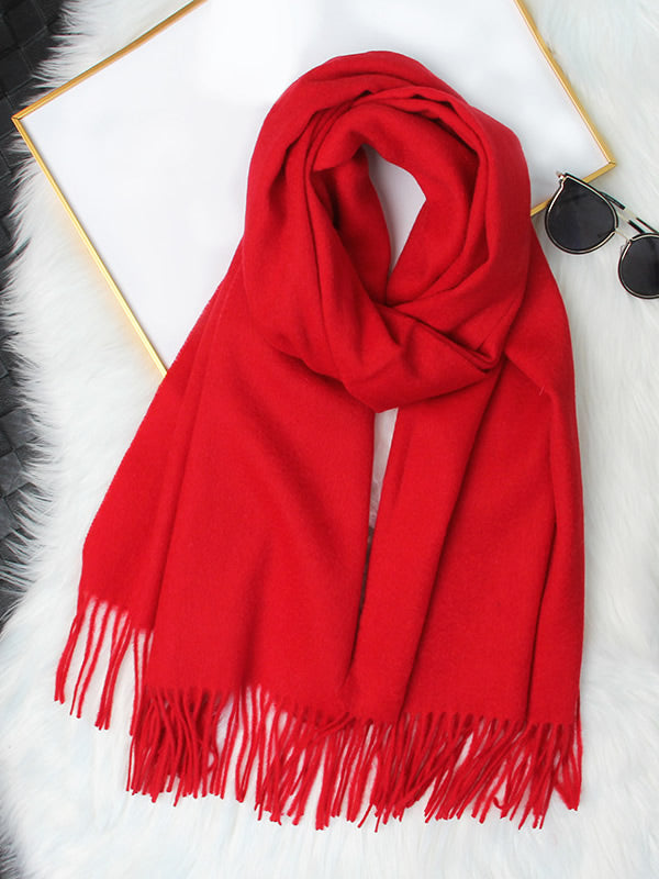 SilkSilky CA Wool Scarf Red 004