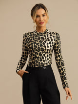 [Leopard] SilkSilky-CA Long Sleeve Women's T-Shirt 007