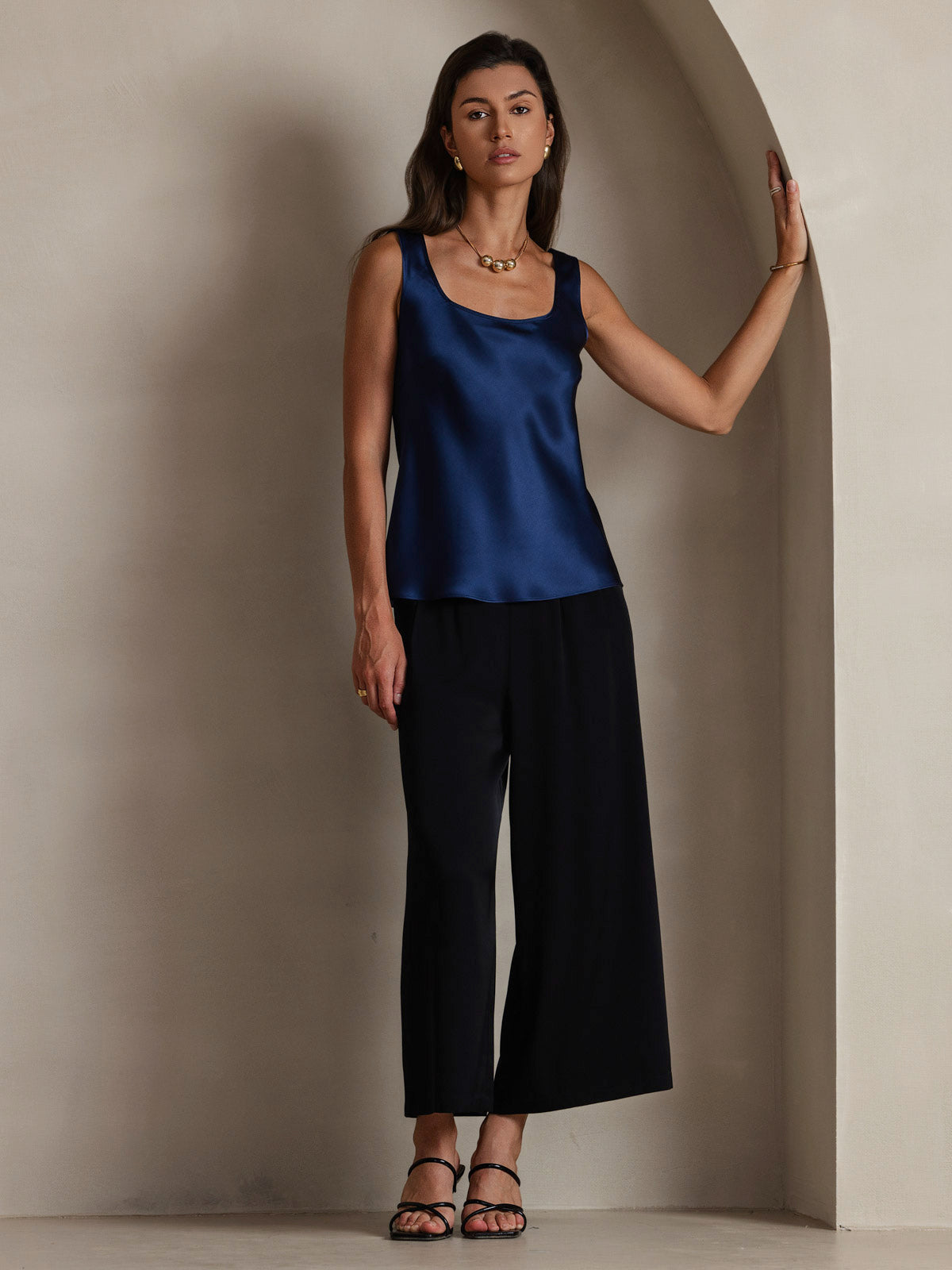 [Dark Blue] SilkSilky-CA 19Momme Silk U Neck Camisole 006
