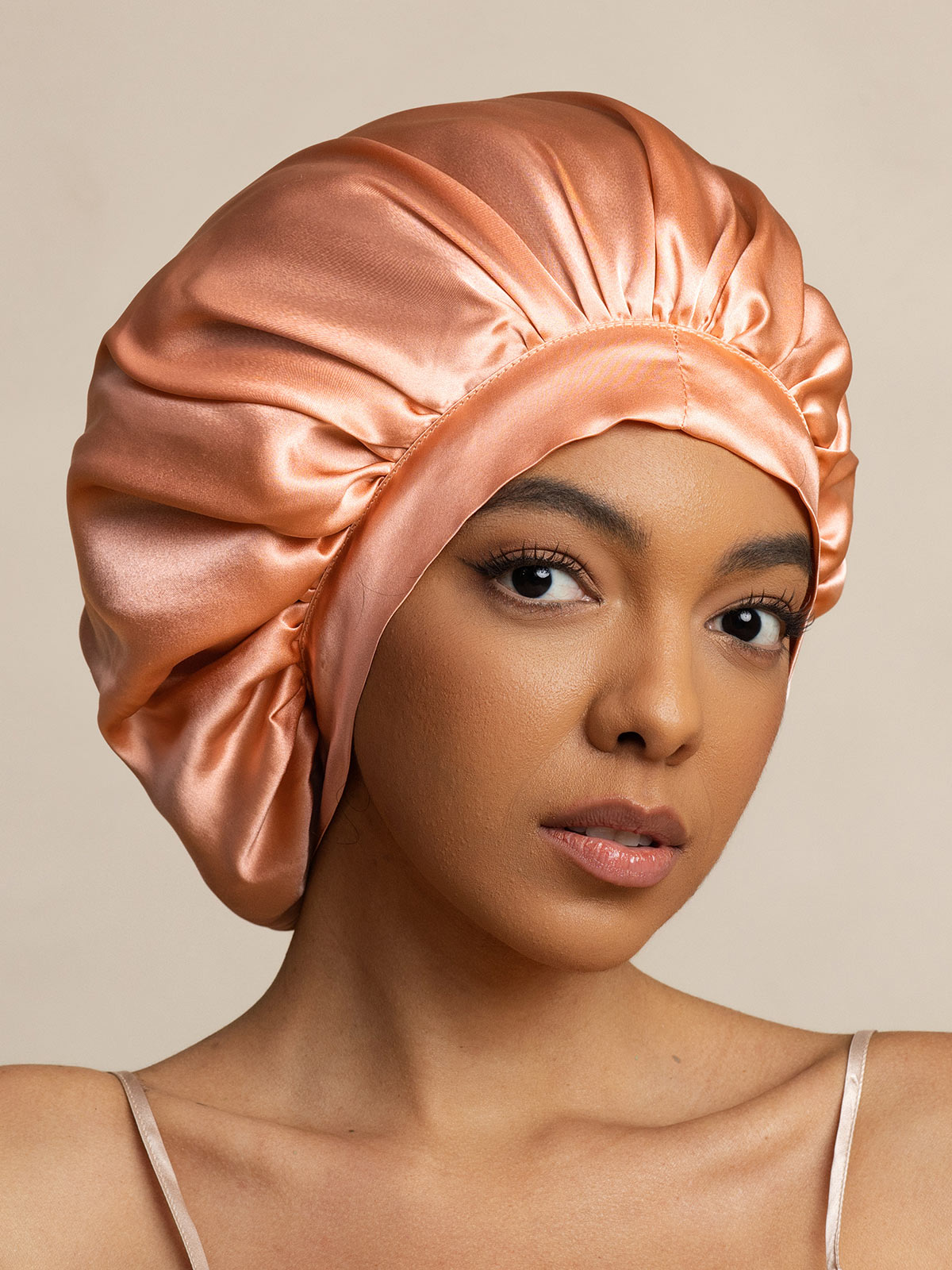 [Coral Pink] SilkSilky-CA Pure Silk Sleep Cap 002