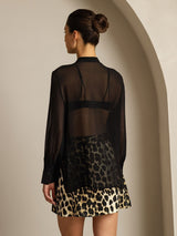 [Black] SilkSilky-CA Pure Silk Split Women's Shirt 002