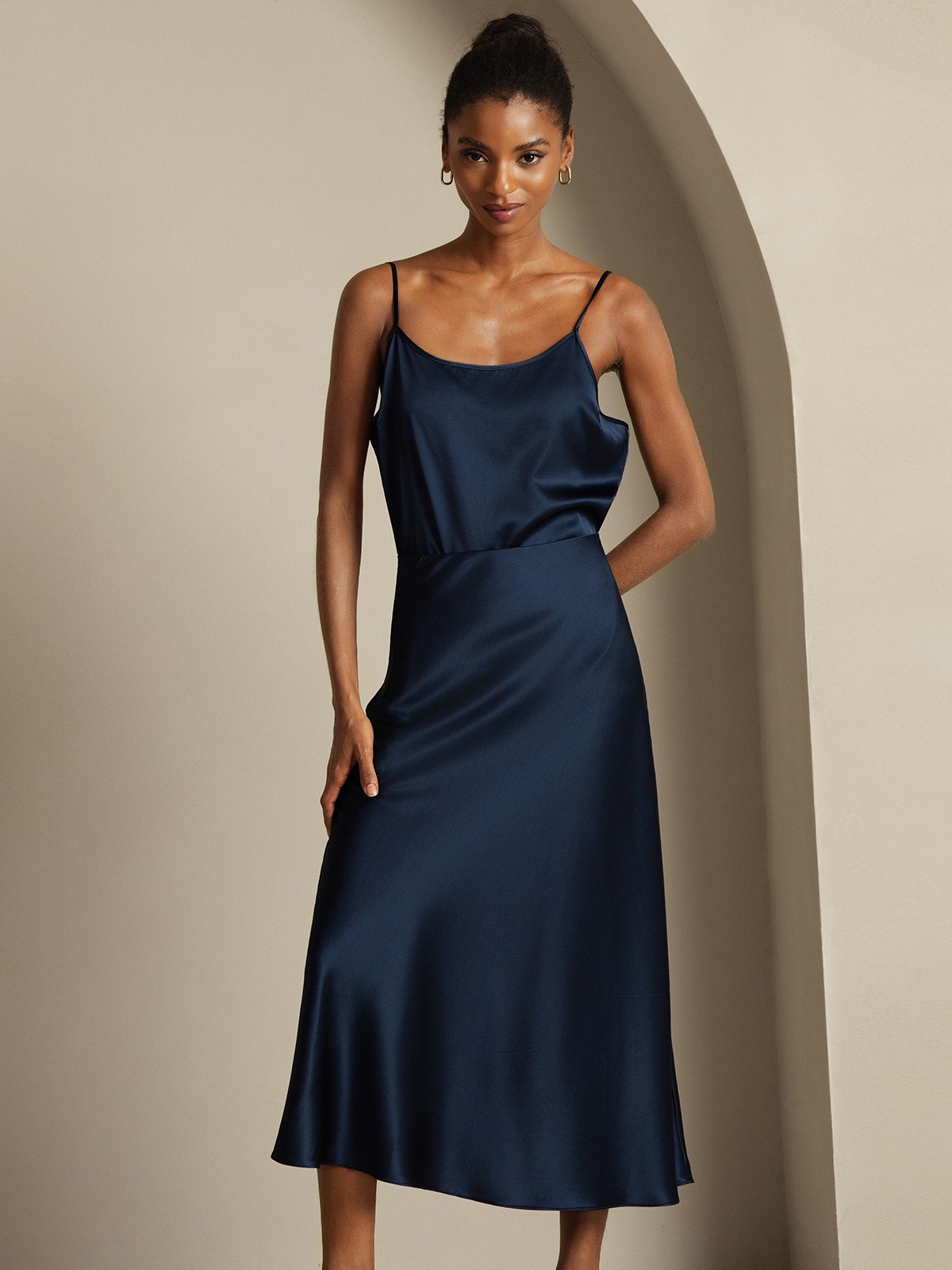 [Dark Blue] SilkSilky-CA 19Momme Pure Silk Womens Outfit Sets 003,