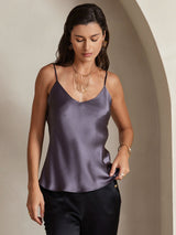 [Purple Gray] SilkSilky-CA Spaghetti Strap V Neck Camisole 004