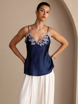 [Dark Blue] SilkSilky-CA Spaghetti Strap V Neck Camisole 003