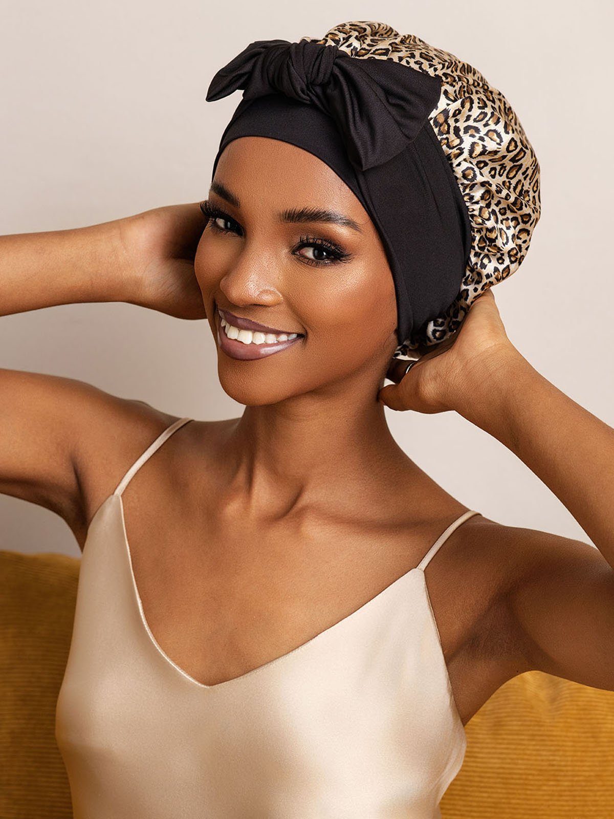SilkSilky-CA Pure Silk Sleep Cap Leopard 005