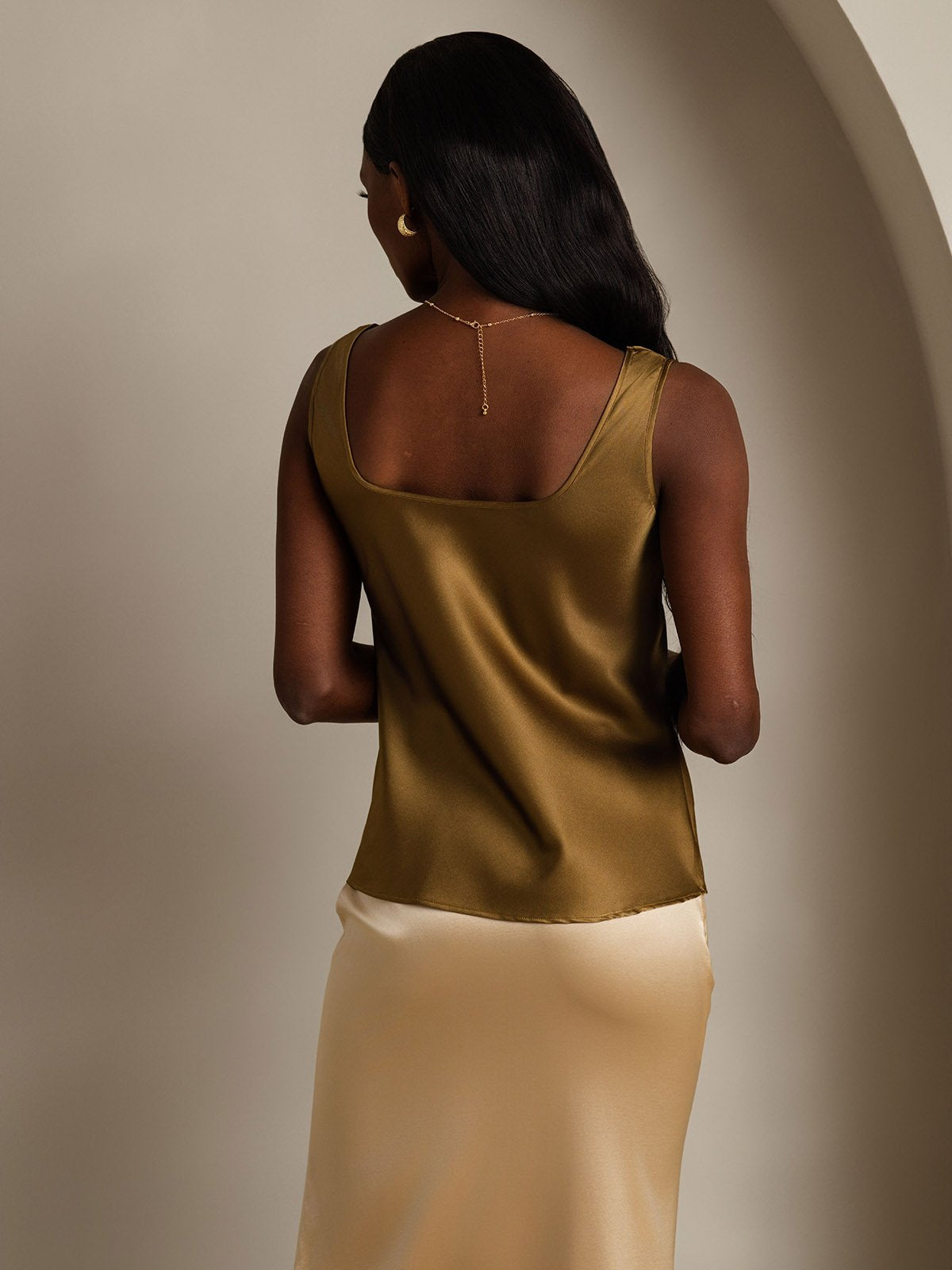 [Brown] SilkSilky-CA 19Momme Silk U Neck Camisole 002