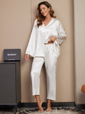 SilkSilky CA 22Momme Pure Silk Long Sleeve Womens Pajamas White 004